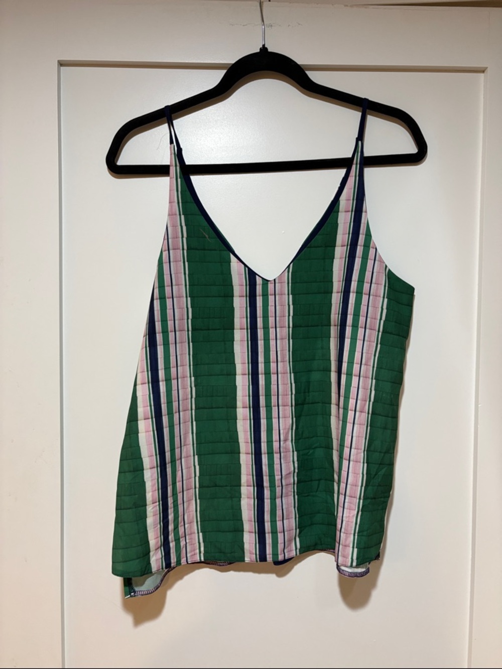 Topshop Green Striped V-Neck Camisole